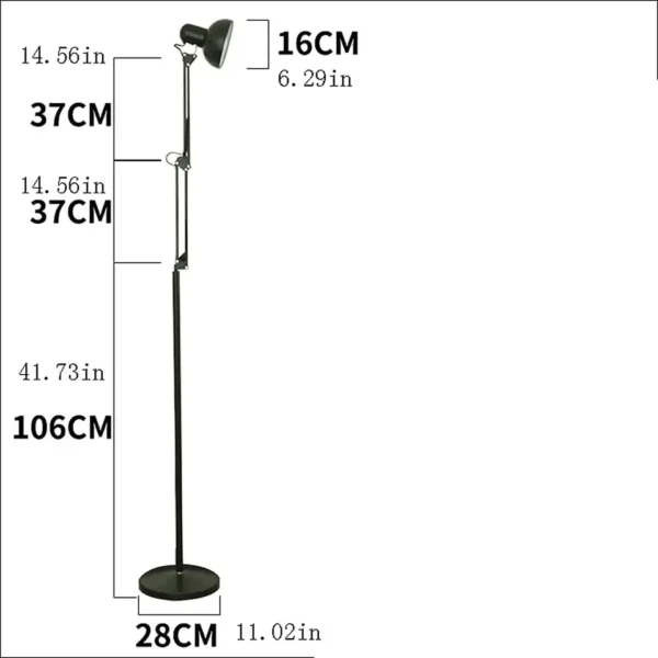 Adjustable angle iron floor lamp