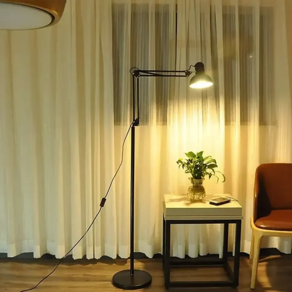 Adjustable angle iron indoor floor lamp