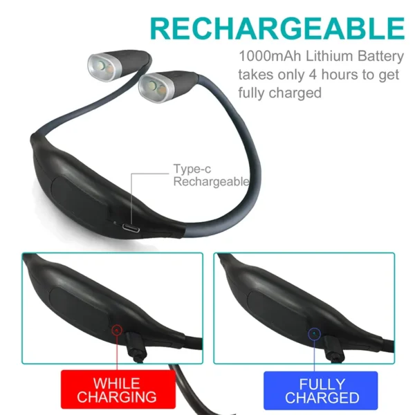 rechargeable led neck light portable neck reading light