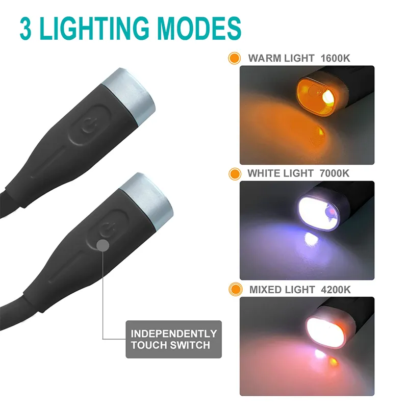 rechargeable led neck light portable neck reading light
