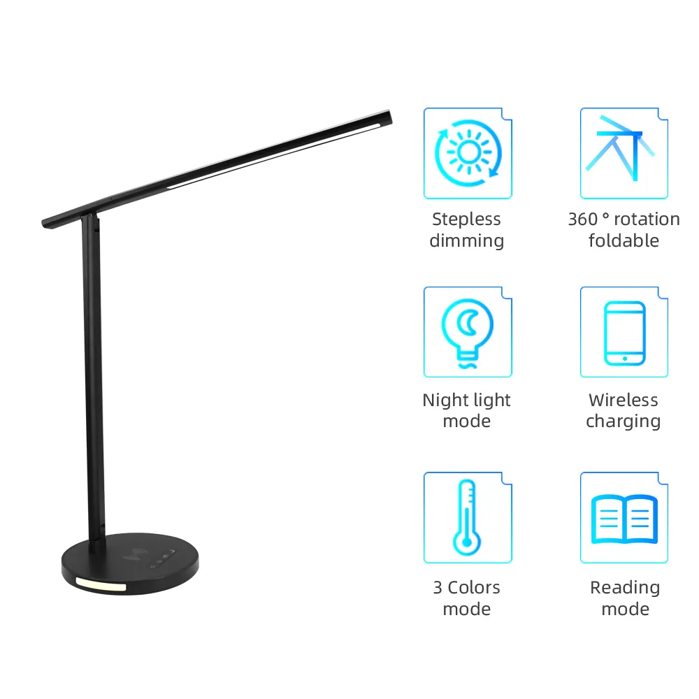 indoor lighting folding metal led desk lamp with touch dimmer