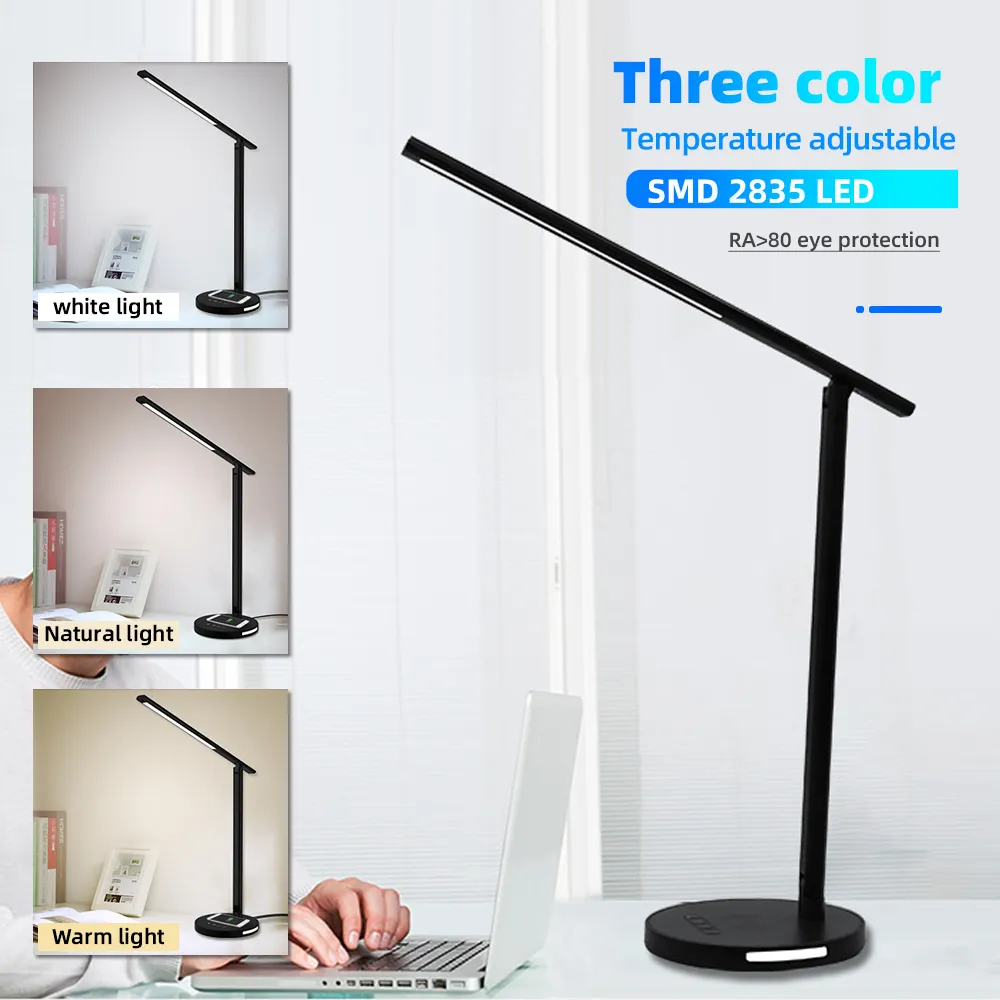 indoor lighting folding metal led desk lamp with touch dimmer