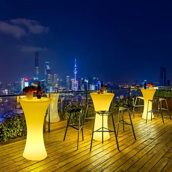 new style outdoor led furniture nightclub lounge plastic led table