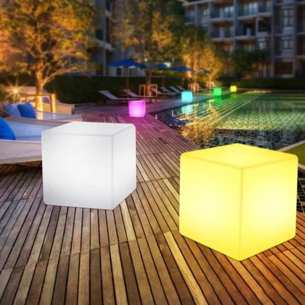 creative outdoor waterproof led nightstand cube chair bar stool