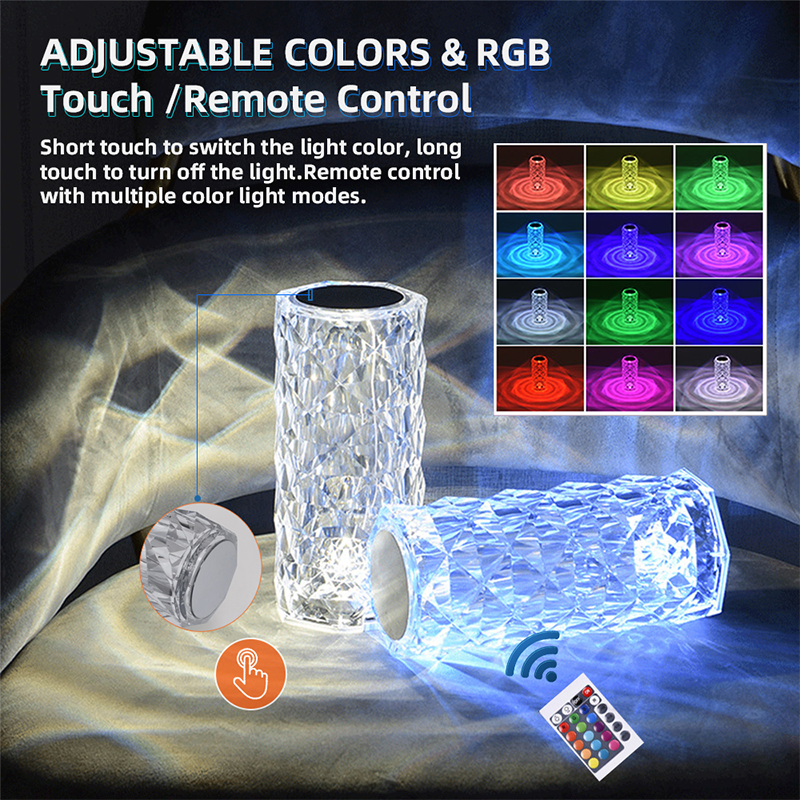 home decorative modern crystal table lamp touch control acrylic light