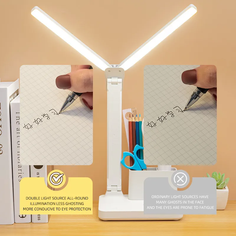2 head led desk lamp warm light