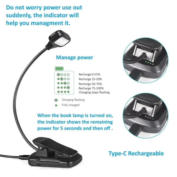 newest clip on eye protection light usb rechargeable book reading lamp