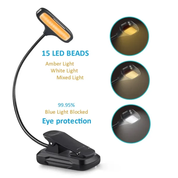 newest clip on eye protection light usb rechargeable book reading lamp