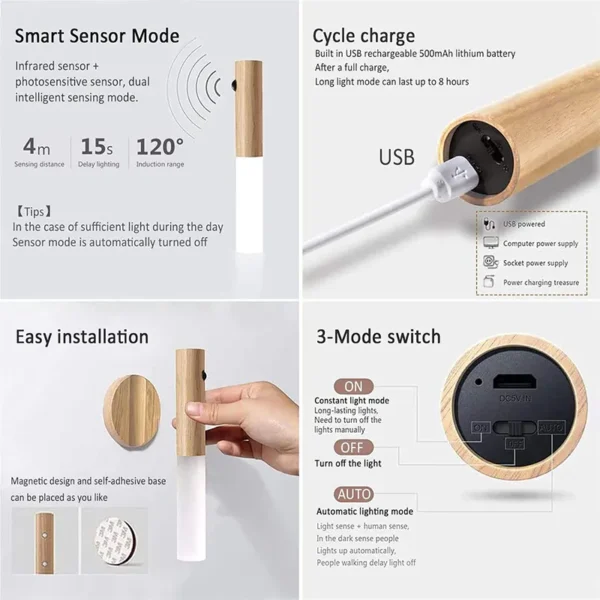 protable wall night light sensor mode